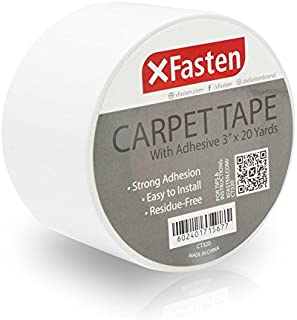 XFasten Double Sided Carpet Tape for Area Rugs and Carpets, Removable, 3 Inches x 20 Yards Super Strong and Heavy-Duty Rug Tape for Carpet to Floor and Rug to Carpet Applications