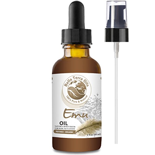 NEW Emu Oil. 2oz. Australian. Fully Refined. Organic. 100% Pure. Hair Growth Oil. Hexane-free. Reduces Inflammation. Prevents Hair Loss. Natural Moisturizer. For Hair, Skin, Nails, Stretch Marks.