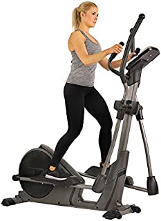 Sunny Health & Fitness Magnetic Elliptical Trainer Machine w/Device Holder, Programmable Monitor and Heart Rate Monitoring, 330 LB Max Weight - SF-E3912, Silver