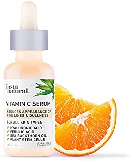 InstaNatural Vitamin C Serum with Hyaluronic Acid & Vit E - Natural & Organic Anti Wrinkle Reducer Formula for Face - Dark Circle, Fine Line & Sun Damage Corrector - Restore & Boost Collagen - 1 oz