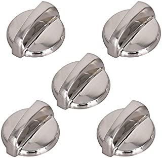 5 Pack WB03T10284 - Oven Electric Range Chrome Burner Infinite Knobs Stainless Steel Finish Compatible with GE Electric Range Switch Burner Replaces 1373043 AP4346312 AH2321076 EAP2321076 PS2321076