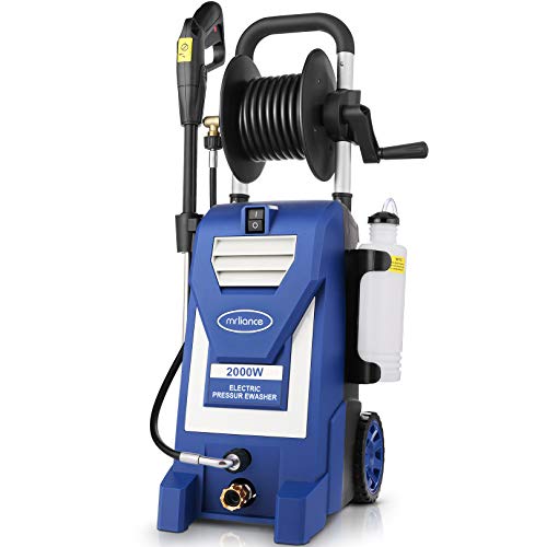 mrliance 3800PSI Electric Pressure Power Washer, 3.0GPM High Pressure Washer with Hose Reel, 5-in-1 Nozzles for Cars Fences Patios Garden | Motor Update | Soap Bottle | Blue