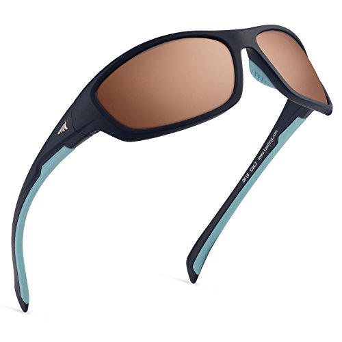 KastKing Hiwassee Polarized Sport Sunglasses for Men and Women, Matte Midnight Blue Frame, Copper Base Steel Mirror