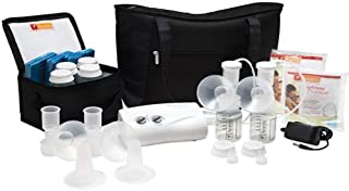 Ameda Finesse Hospital Technology Electric Breast Pump with Tote, True Closed System, Includes: Pump, Dual HygieniKit Milk Collection System, 2 CustomFit Flanges (25.0mm & 30.5mm), (2) Extra Valves