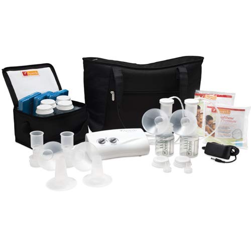 Ameda Finesse Hospital Technology Electric Breast Pump with Tote, True Closed System, Includes: Pump, Dual HygieniKit Milk Collection System, 2 CustomFit Flanges (25.0mm & 30.5mm), (2) Extra Valves