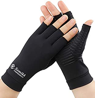 2 Pairs Compression Gloves for Women and Men  Copper Arthritis Gloves for Rheumatoid Arthritis Osteoarthritis Carpal Tunnel  Hand Pain Relief and Support  Open Finger