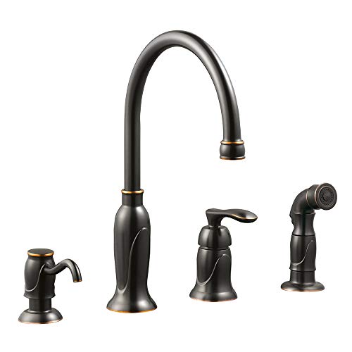 Design House 525790 Madison Single-Handle Kitchen Faucet with Side Sprayer with Soap Dispenser, Oil Rubbed Bronze