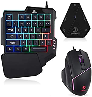 ZJFKSDYX C91 Pro Backlit Gaming Keyboard and Mouse with Video Game for PS4, Xbox One, Switch, PS3, PC