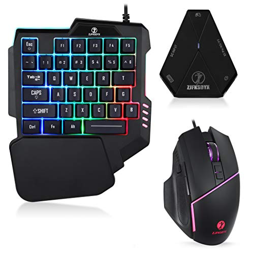 ZJFKSDYX C91 Pro Backlit Gaming Keyboard and Mouse with Video Game for PS4, Xbox One, Switch, PS3, PC