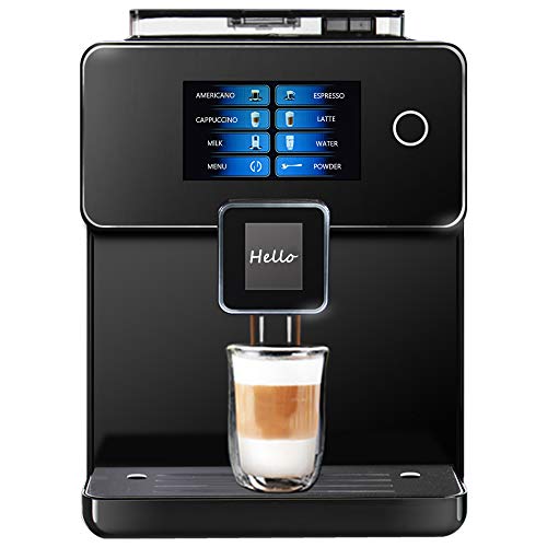 Hanchen Super Automatic Espresso Machine Dual Color Screen 5 Touch Screen 19 Bar 1.8L One Touch Americano Espresso Cappuccino Latte Maker