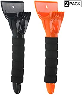 Portable Snow Removal for Windshield Ice Scraper Heavy-Duty Frost Snow Ice Removal for Windows Scratch-Free All Winter Conditions Easy Store for Any Size Vehical(2 Pack)