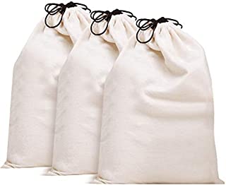 MISSLO Cotton Breathable Dust-Proof Drawstring Storage Pouch Bag (Pack 3 L)