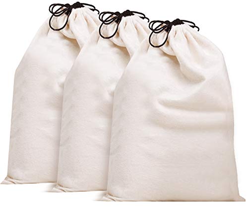 MISSLO Cotton Breathable Dust-Proof Drawstring Storage Pouch Bag (Pack 3 L)