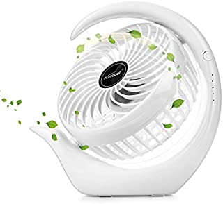 Karecel Rechargeable Fan Battery Operated Mini Desk Fan, 3 Speeds USB Personal Fan Portable Small Table Quiet Fan with True Long Life Battery, Strong Wind Desktop Fan for Travel Camping Office Home