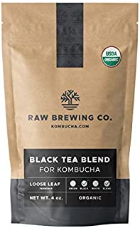 Kombucha.com Certified Organic Loose Leaf Tea - Kombucha Brewing Blends (Black Tea Blend, 1/4 Pound + 100 XL FILTER BAGS)