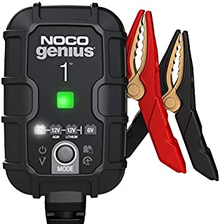 NOCO GENIUS1, 1-Amp Fully-Automatic Smart Charger, 6V And 12V Battery Charger, Battery Maintainer, Trickle Charger, And Battery Desulfator With Temperature Compensation