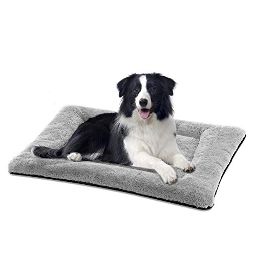 SIWA MARY Dog Bed Mat Soft Crate Pad Washable Anti-Slip Mattress for Large Medium Small Dogs and Cats Kennel Pad (36inch,Grey)