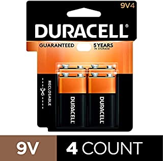 Duracell CopperTop 9V Alkaline Batteries | Long Lasting, All-Purpose 9 Volt Battery | 4 Count