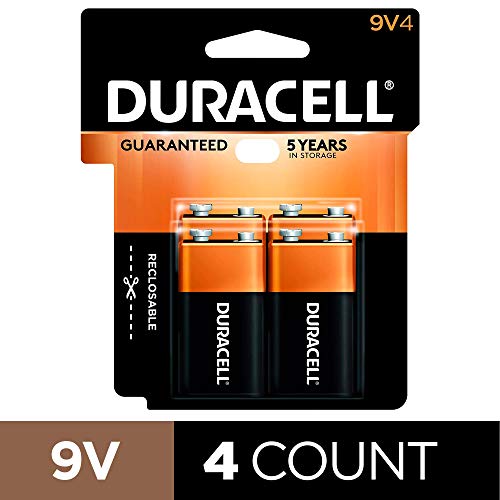 Duracell CopperTop 9V Alkaline Batteries | Long Lasting, All-Purpose 9 Volt Battery | 4 Count