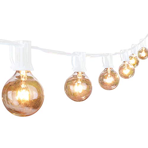 Brightown Outdoor String Light-25Ft G40 Globe Patio Lights with 26 Edison Glass Bulbs(1 Spare), Waterproof Connectable Hanging Light for Backyard Porch Balcony Deck Party Decor, E12 Socket Base, White