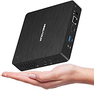 Mini PC Fanless Intel Atom Quad Core CPU 4GB DDR/64GB eMMC Mini Desktop Computer Windows 10 Pro HDMI and VGA Port 2.4/5.8G WiFi BT4.1 USB3.0 Auto Power On Mounting Bracket