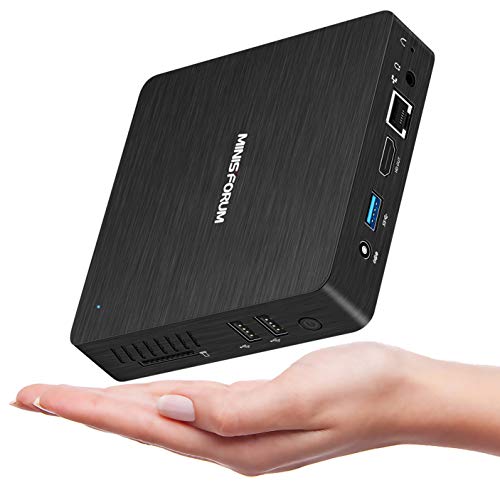 Mini PC Fanless Intel Atom Quad Core CPU 4GB DDR/64GB eMMC Mini Desktop Computer Windows 10 Pro HDMI and VGA Port 2.4/5.8G WiFi BT4.1 USB3.0 Auto Power On Mounting Bracket