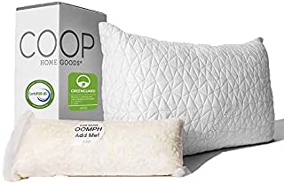 Coop Home Goods - Premium Adjustable Loft Pillow - Hypoallergenic Cross-Cut Memory Foam Fill - Lulltra Washable Cover from Bamboo Derived Rayon - CertiPUR-US/GREENGUARD Gold Certified - Queen