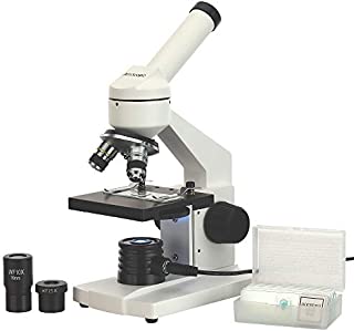 AmScope - M102C-PB10 40X-1000X Biological Compound Microscope with Prepared and Blank Slides for Student and Kids