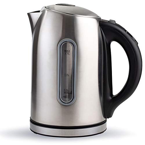 Chef's Star Electric Kettle, Stainless Steel Tea Kettle, Tea Warmer, Hot Tea Maker, Stainless Steel Bottom with LED Indicator and Auto Shut Off Protection, BPA-Free, 1500 watts, 1.7 Liters.