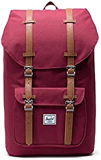 Herschel Little America Laptop Backpack, Windsor Wine/Tan Synthetic Leather, Classic 25.0L