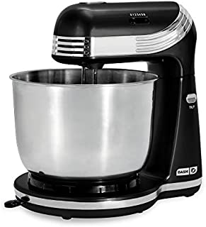 Dash Stand Mixer (Electric Mixer for Everyday Use): 6 Speed Stand Mixer with 3 qt Stainless Steel Mixing Bowl, Dough Hooks & Mixer Beaters for Dressings, Frosting, Meringues & More - Black