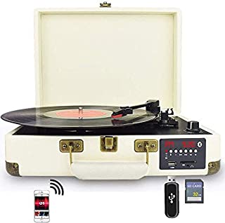 DIGITNOW Record Player, Turntable Suitcase with Multi-Function Bluetooth/FM Radio/USB and SD Card Port/Vinyl to MP3 Converter