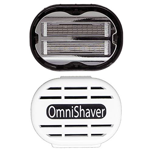 Premium Omnishaver with White Travel Case - The Fastest Way to Shave Head, Legs, Arms, Body | an Alternative to Disposable Shaving Razors Self Cleans & Strops During Use | Bald Head Shaver for Men