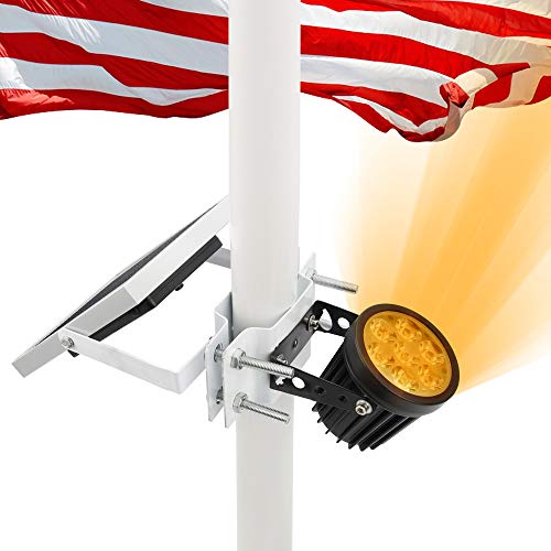 APONUO Solar Flag Pole Light, Flagpole Light Solar Powered Upgraded Bracket Design Fits 1.4-3' Flag Pole 2 Brightness Auto On/Off IP65 Waterproof for Night Lighting Landscape Flag Patio(Warm White)