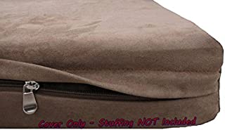 Dogbed4less DIY Pet Bed Pillow Brown Microsuede Duvet Cover and Waterproof Internal case for Dog at 40X35X4 Inch - Covers only