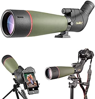 Gosky 2019 Updated Newest Spotting Scope with Tripod, Carrying Bag - BAK4 Angled Scope for Target Shooting Hunting Bird Watching Wildlife Scenery (20-60x80 Scope+Phone Mount+SLR Mount for Canon)