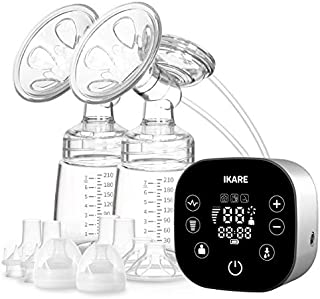 IKARE Upgraded Double Breast Pumps Hospital Grade, Electric Portable with Most Comfortable 120 Levels Free-Style, Rechargeable Milk Pump for Travel & Home, Super Quiet