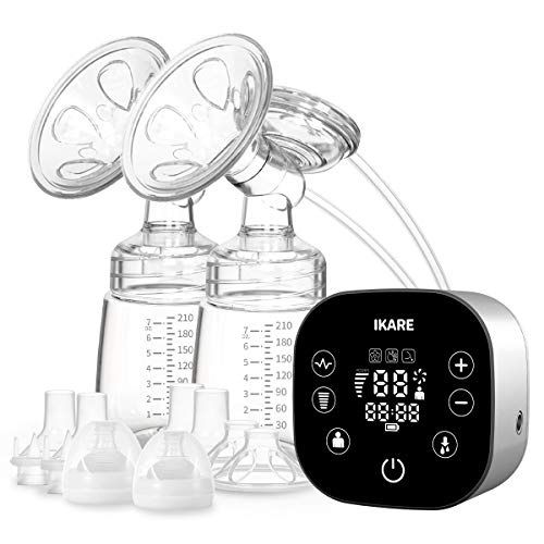 IKARE Upgraded Double Breast Pumps Hospital Grade, Electric Portable with Most Comfortable 120 Levels Free-Style, Rechargeable Milk Pump for Travel & Home, Super Quiet