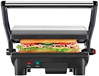 Chefman Electric Panini Press Grill and Gourmet Sandwich Maker w/ Non-Stick Coated Plates, Opens 180 Degrees to Fit Any Type or Size Food, Dishwasher Safe Removable Drip Tray, Stainless Steel/Black