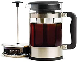 Primula 2-in-1 French Press Cold Brew One Coffee Maker, Comfort Grip Handle, Durable Glass Carafe, Perfect Size, 6 Cup, Stainless Steel