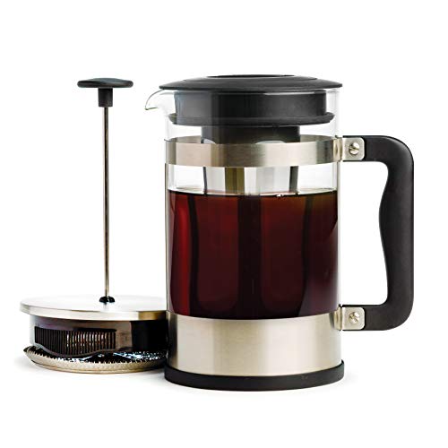 Primula 2-in-1 French Press Cold Brew One Coffee Maker, Comfort Grip Handle, Durable Glass Carafe, Perfect Size, 6 Cup, Stainless Steel