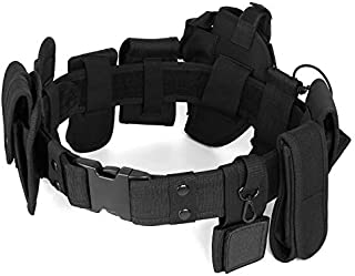 Odoland Versatile Police Security Tactical Modular Equipment System Molded Duty Belt Set for Law Enforcement, Colt 1911 Holster, Gun Holster, Flashlight Holster, Baton Holster