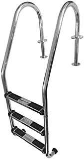 FibroPRO Stainless Steel In Ground Swimming Pool Ladder with Easy Mount Legs (3 Step)