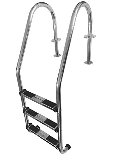 FibroPRO Stainless Steel In Ground Swimming Pool Ladder with Easy Mount Legs (3 Step)