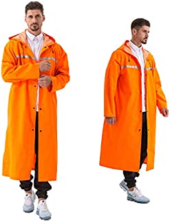 Rain Coats for Adults Rain Ponchos with Hoods and Sleeves Man Lightweight Raincoats Large Waterproof Windbreaker for Women (Orange, X-Large)