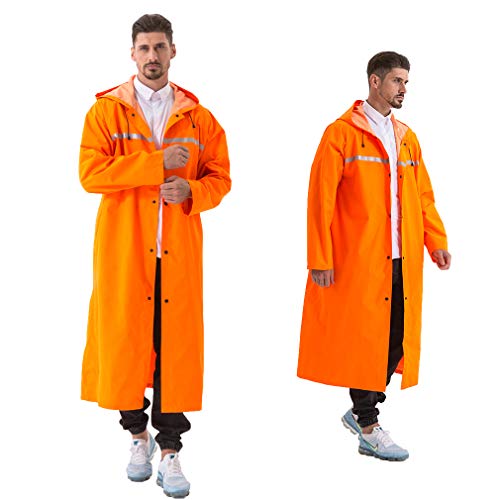 Rain Coats for Adults Rain Ponchos with Hoods and Sleeves Man Lightweight Raincoats Large Waterproof Windbreaker for Women (Orange, X-Large)