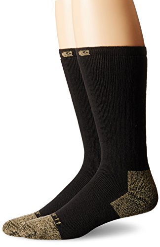 Carhartt Men's 2 Pack Full Cushion Steel-Toe Cotton Work Boot Socks, Black, Shoe Size: 11-15