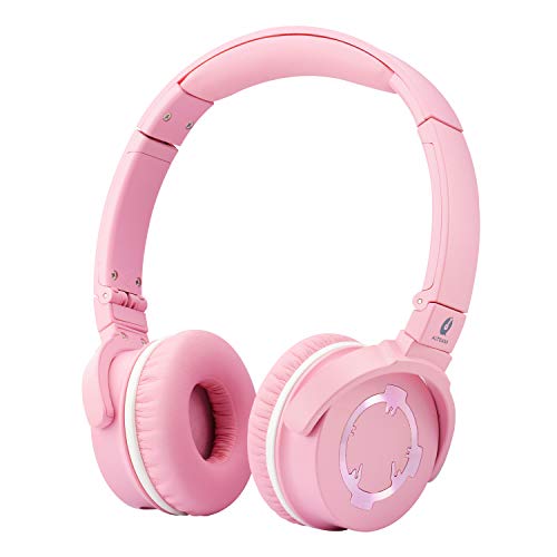 ALTEAM Wired On-Ear Headphone with 40mm Drivers for HiFi Music, Noise Isolating Hi-Res Headset with Mic, Stereo Sound, 3.5mm Jack for Most Audio Devices/Cellphones Adjustable Headband, Foldable, Pink