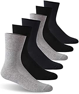 Facool Mens Circulatory Socks, Ladies Diabetic Ankle Socks with Non-Binding Top, Seamless Toe,Cushion 6 Pairs XXL Black/Grey/Dark-Navy Blue