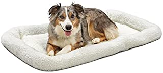 42L-Inch White Fleece Dog Bed or Cat Bew w/ Comfortable Bolster | Ideal for Large Dog Breeds & Fits a 42-Inch Dog Crate | Easy Maintenance Machine Wash & Dry | 1-Year Warranty